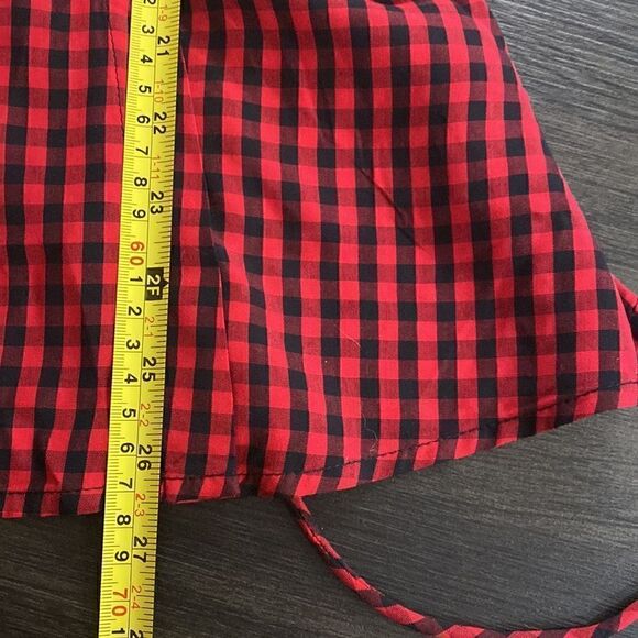 Old Navy New Large faux wrap tie in back peplum red black checkered - Picture 8 of 8
